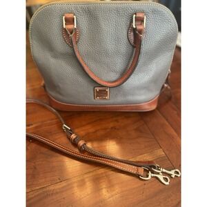Dooney & Bourke Pebble Leather Satchel in Gray and Brown